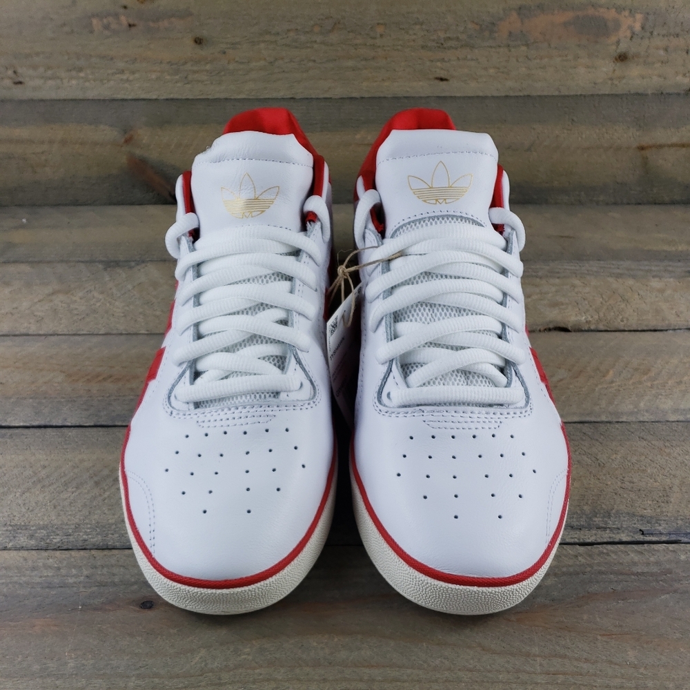 adidas Tyshawn Men's Leather Skate Casual Shoes White Red - Picture 5 of 11